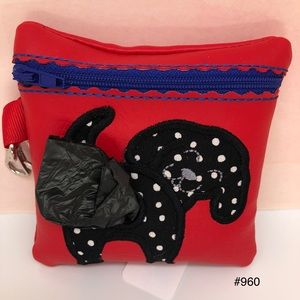 Black lab poo waste disposal bag holder.